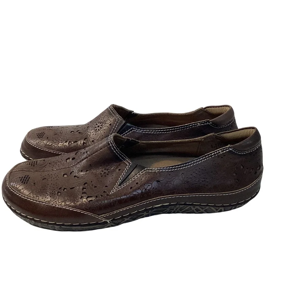 Spring Step‎ L'Artiste Libora Brown Leather SlipOn Shoes Womens Sz 8 Comfort